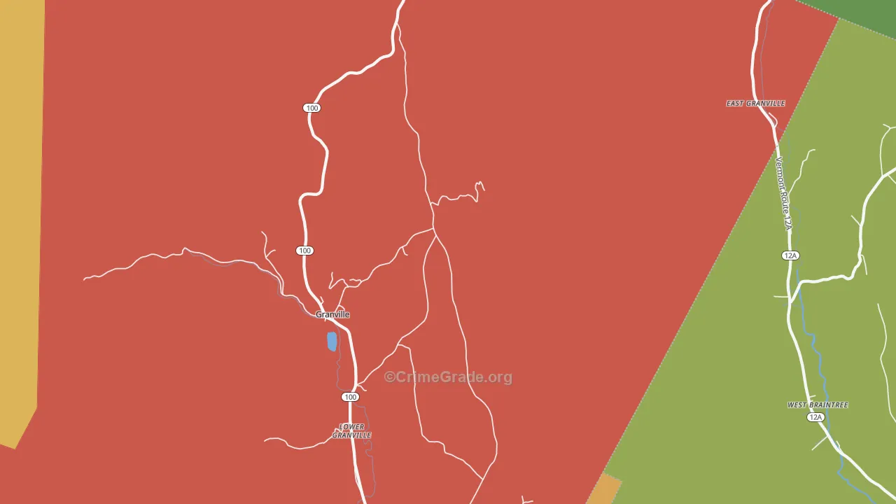 Granville, VT Map of Burglary Rates
