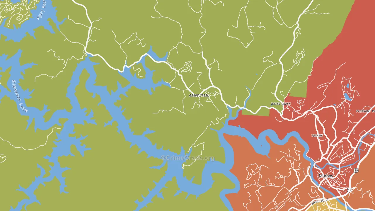 Grape Creek, NC Map of Burglary Rates