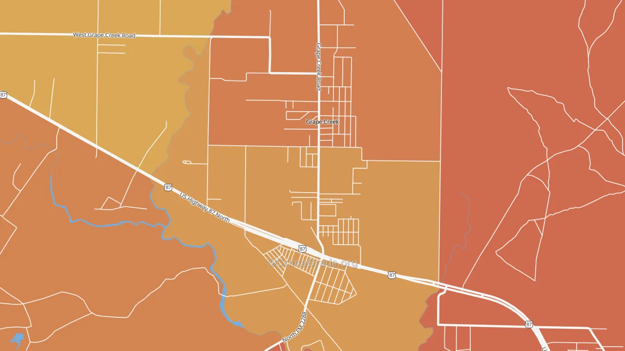 Grape Creek, TX Map of Burglary Rates