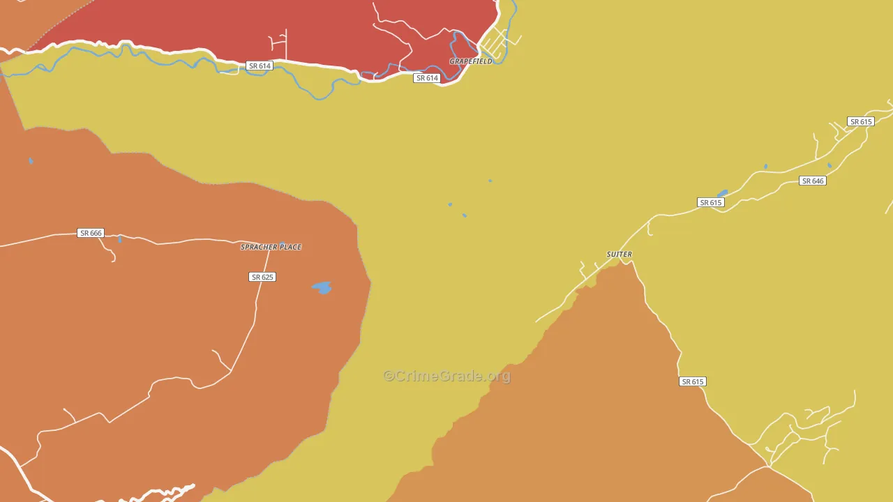Grapefield, VA Map of Burglary Rates