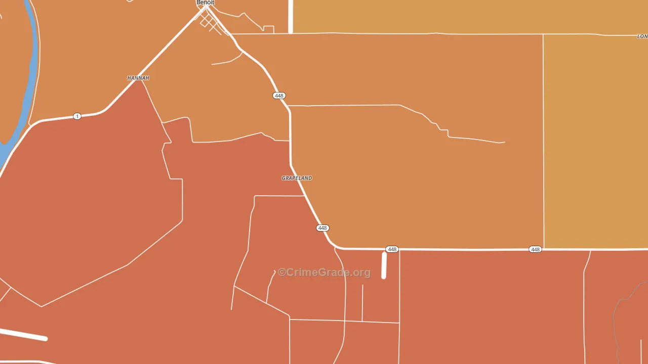 Grapeland, MS Map of Burglary Rates