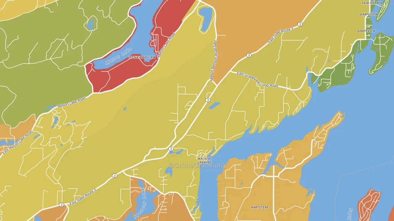 Grapeview, WA Map of Burglary Rates