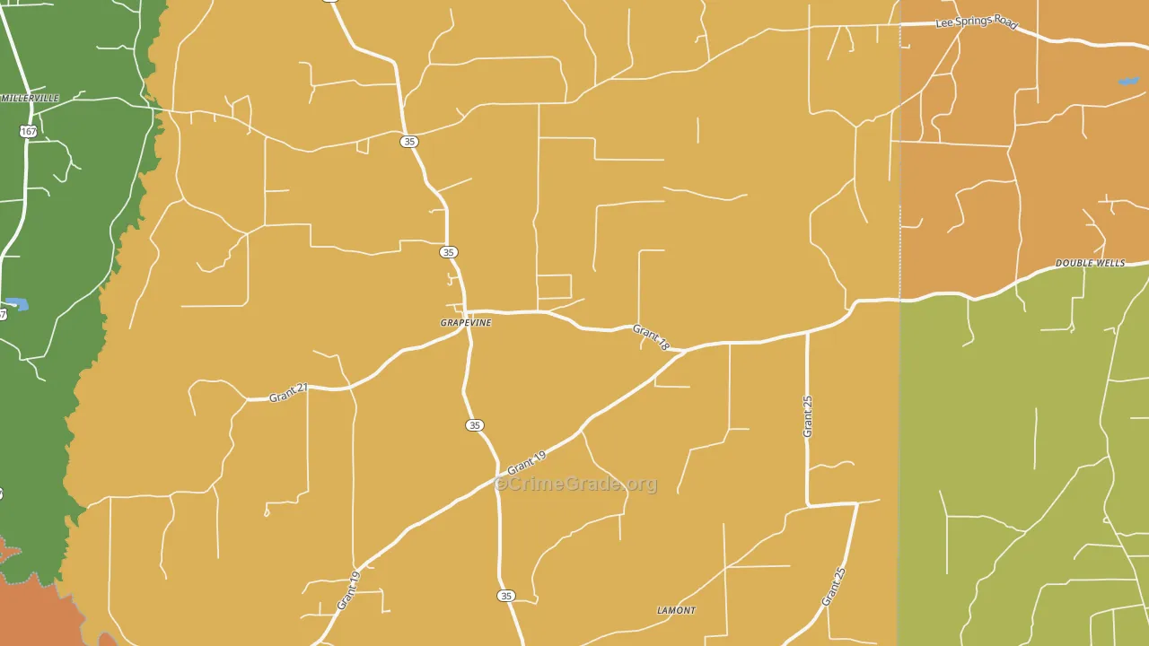Grapevine, AR Map of Burglary Rates