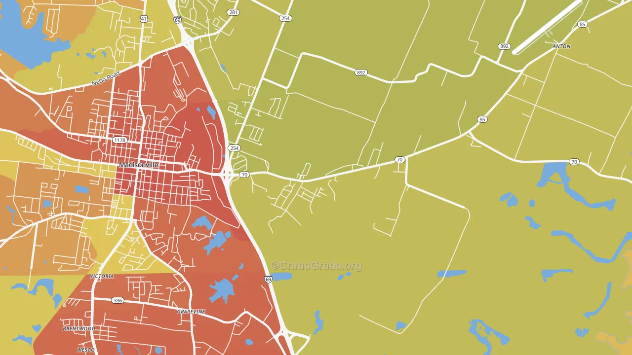 Grapevine, KY Map of Burglary Rates