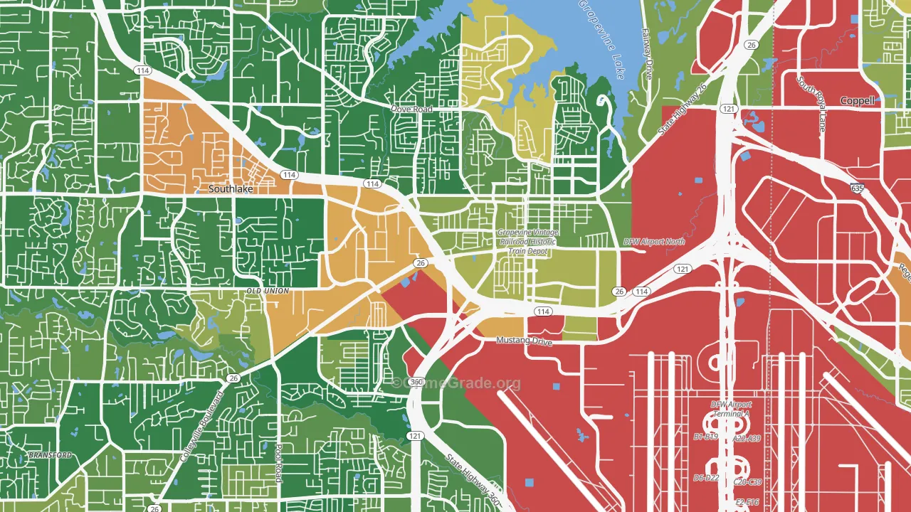 Grapevine, TX Map of Burglary Rates