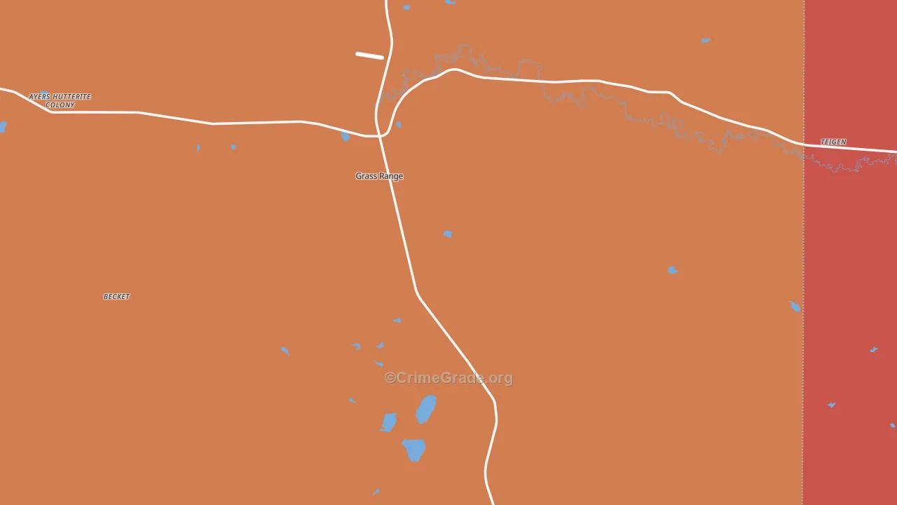 Grass Range, MT Map of Burglary Rates