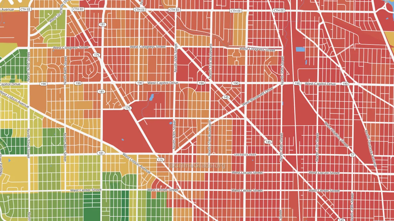 Grasslyn Manor, Milwaukee, WI Map of Burglary Rates
