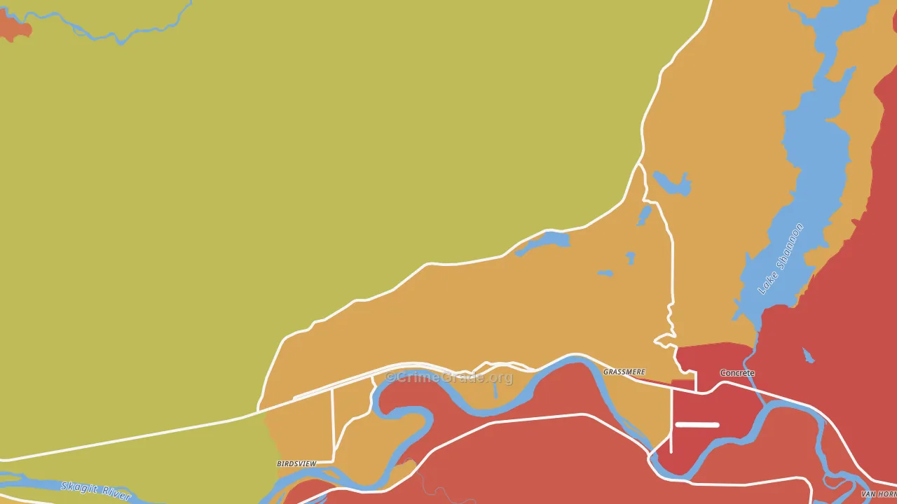 Grassmere, WA Map of Burglary Rates