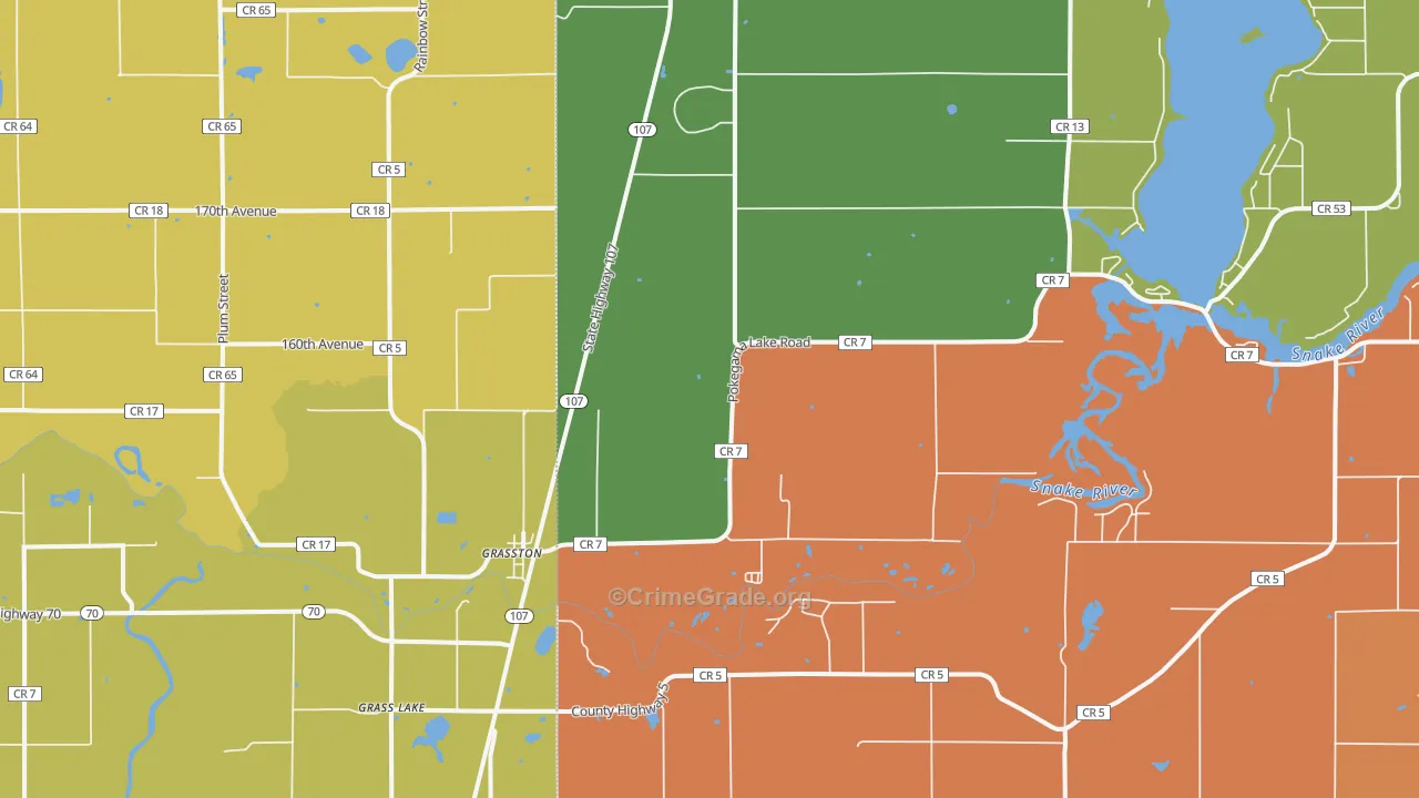 Grasston, MN Map of Burglary Rates