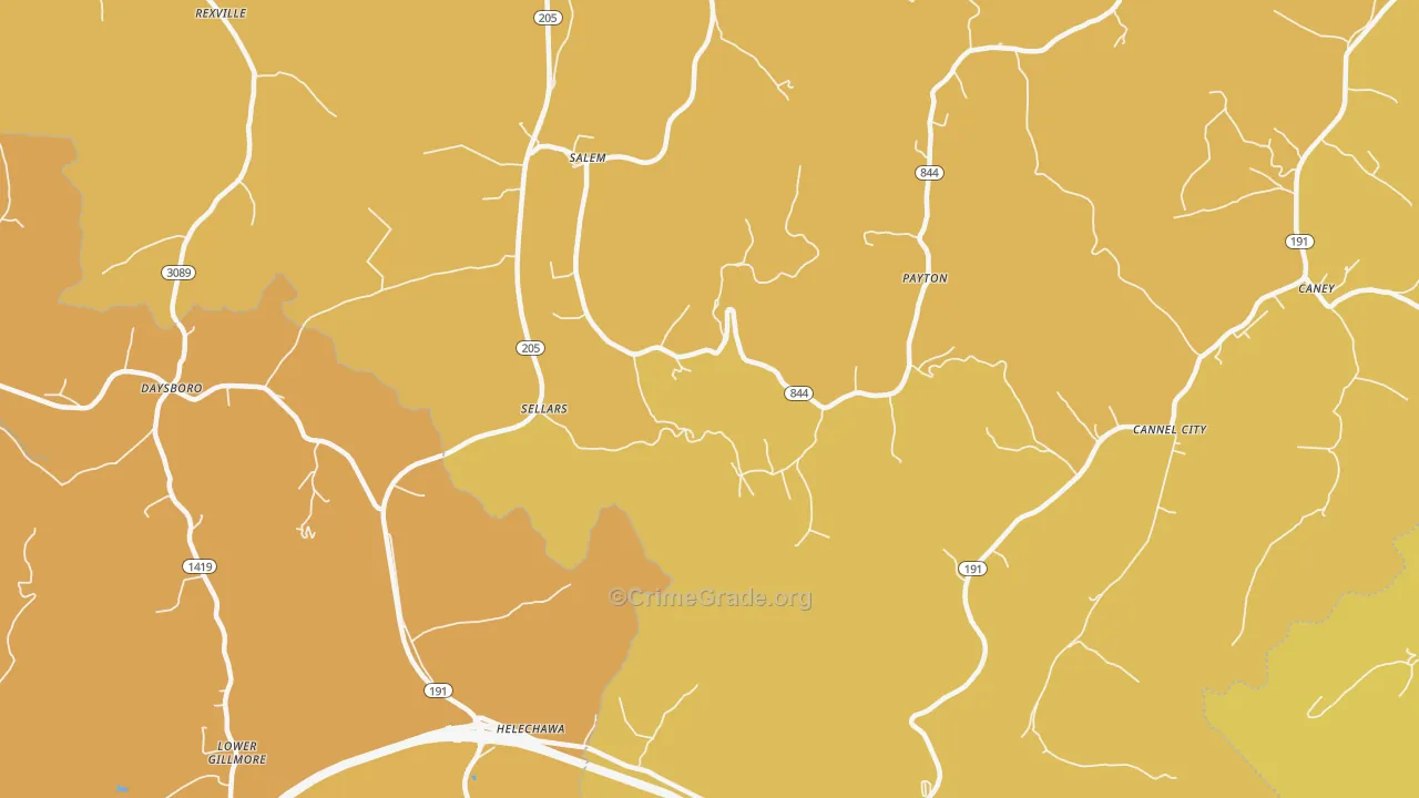 Grassy Creek, KY Map of Burglary Rates