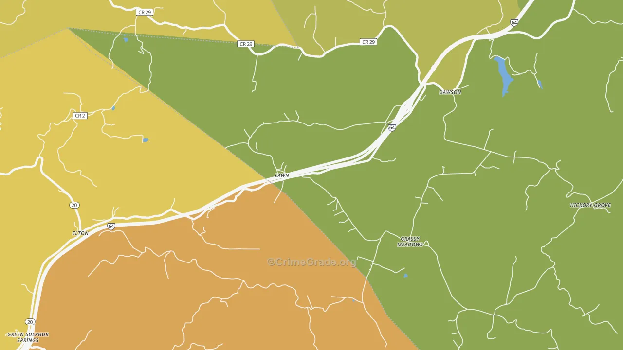 Grassy Meadows, WV Map of Burglary Rates