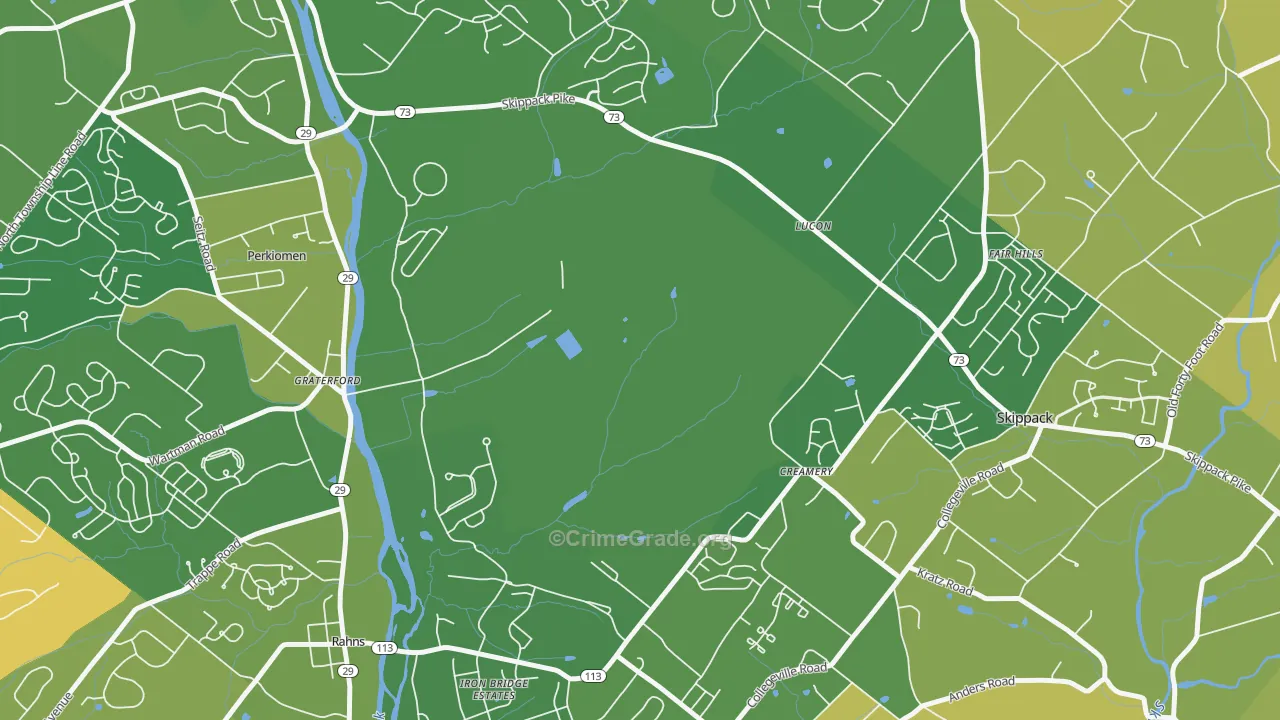 Graterford, PA Map of Burglary Rates