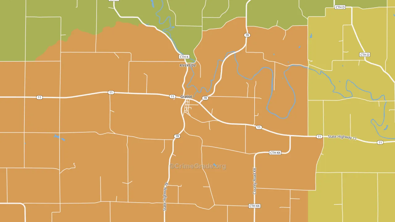 Gratiot, WI Map of Burglary Rates