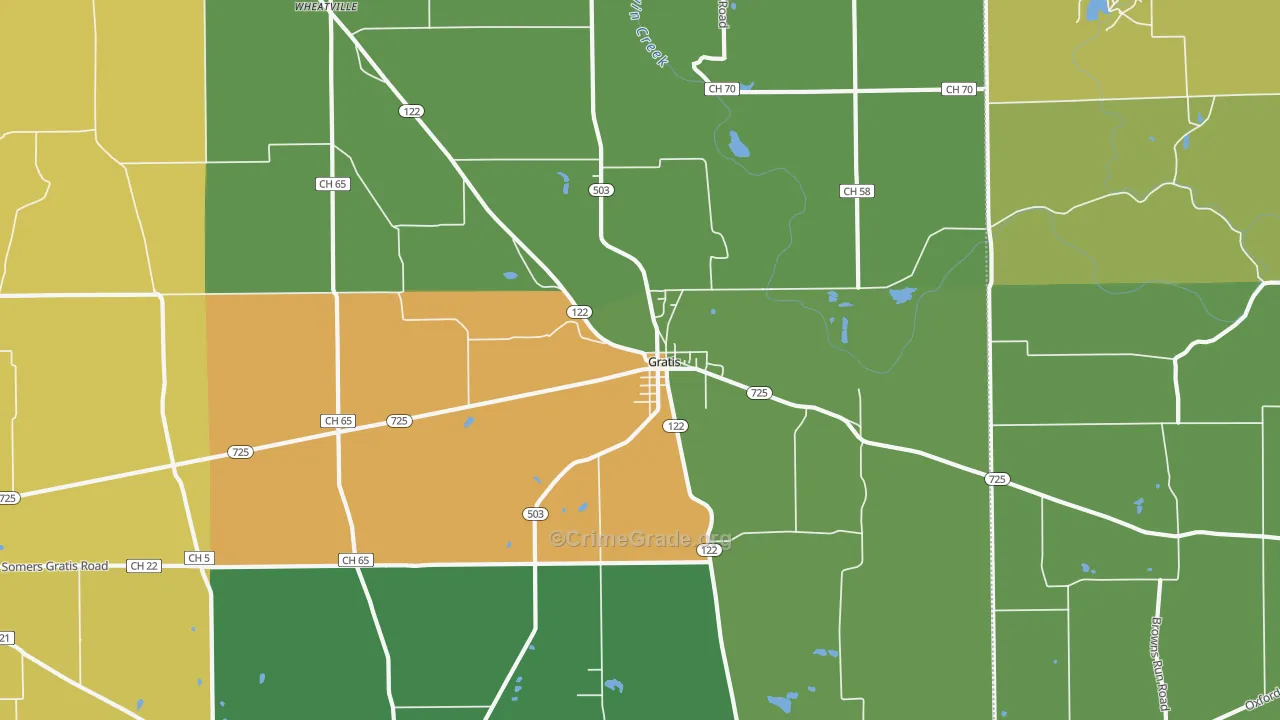 Gratis, OH Map of Burglary Rates