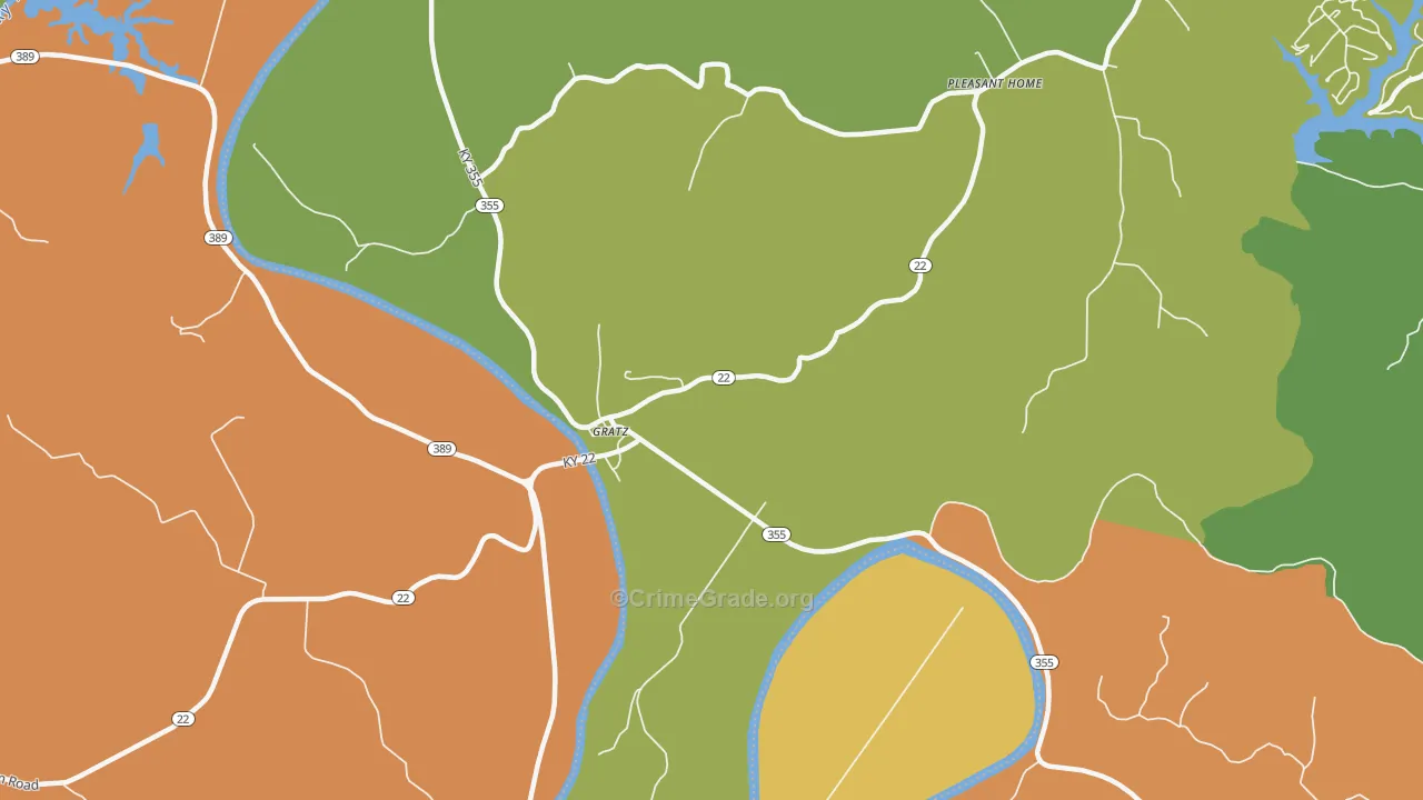 Gratz, KY Map of Burglary Rates