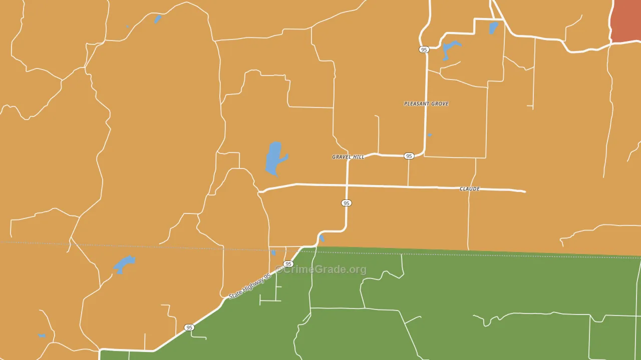 Gravel Hill, AR Map of Burglary Rates
