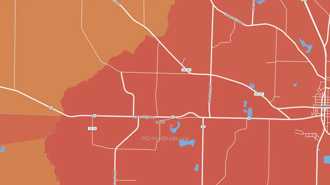 Graves, GA Map of Burglary Rates