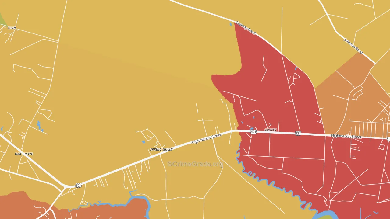 Graves, SC Map of Burglary Rates