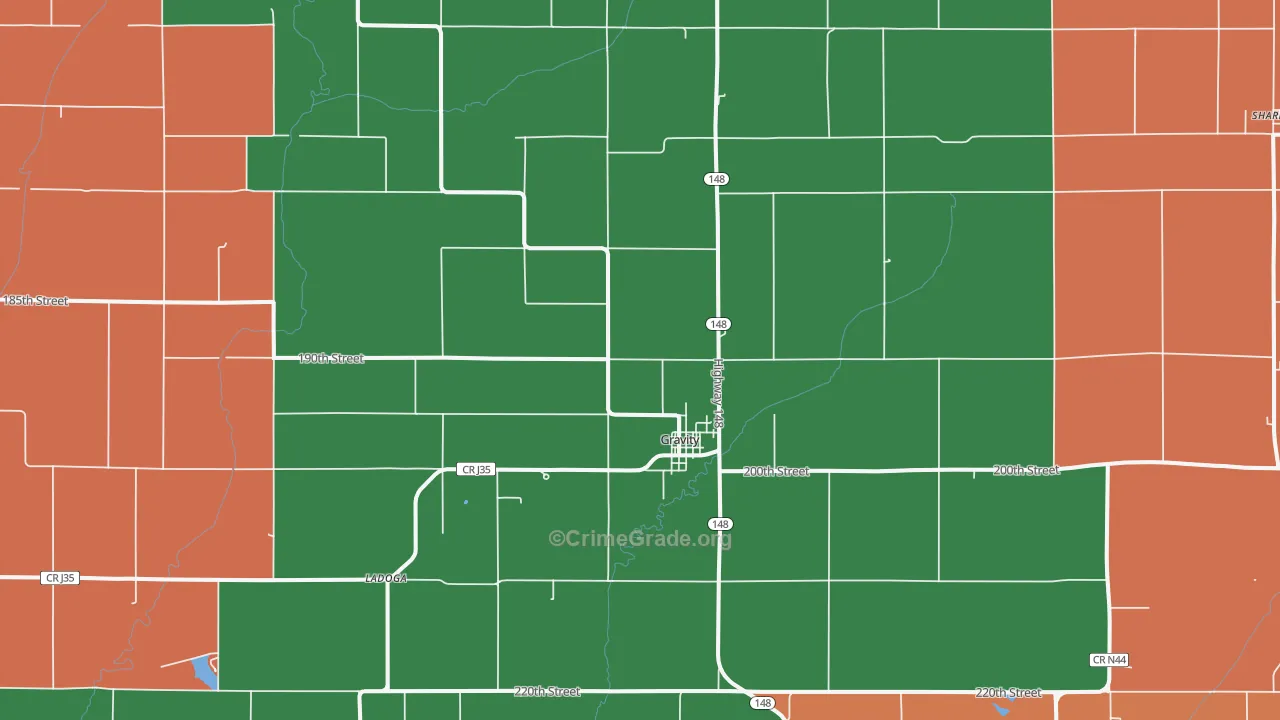 Gravity, IA Map of Burglary Rates
