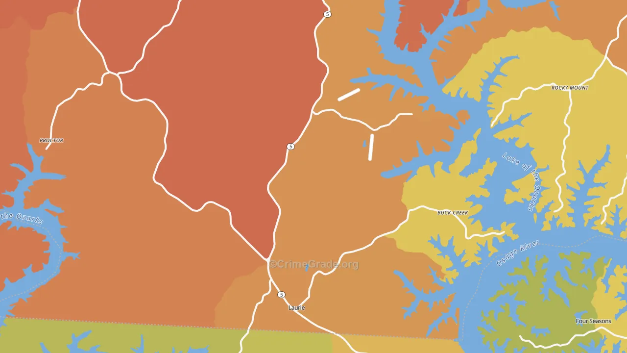 Gravois Mills, MO Map of Burglary Rates