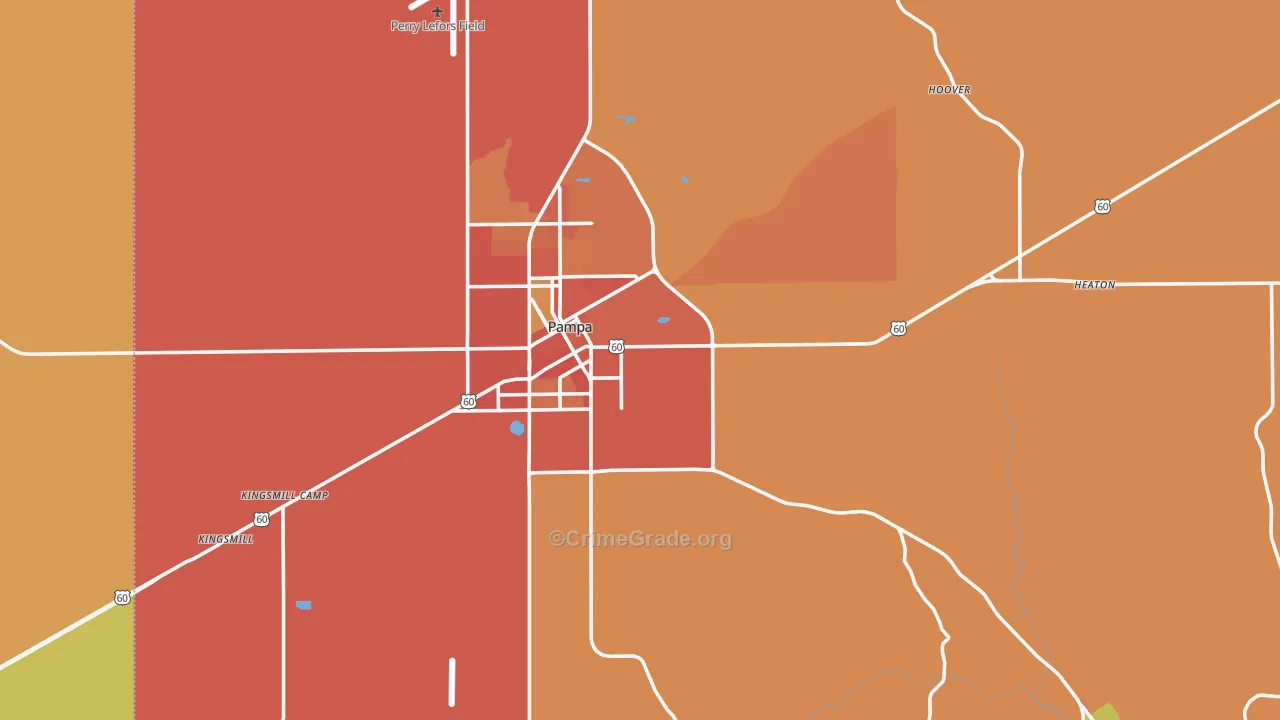 Gray County, TX Map of Burglary Rates