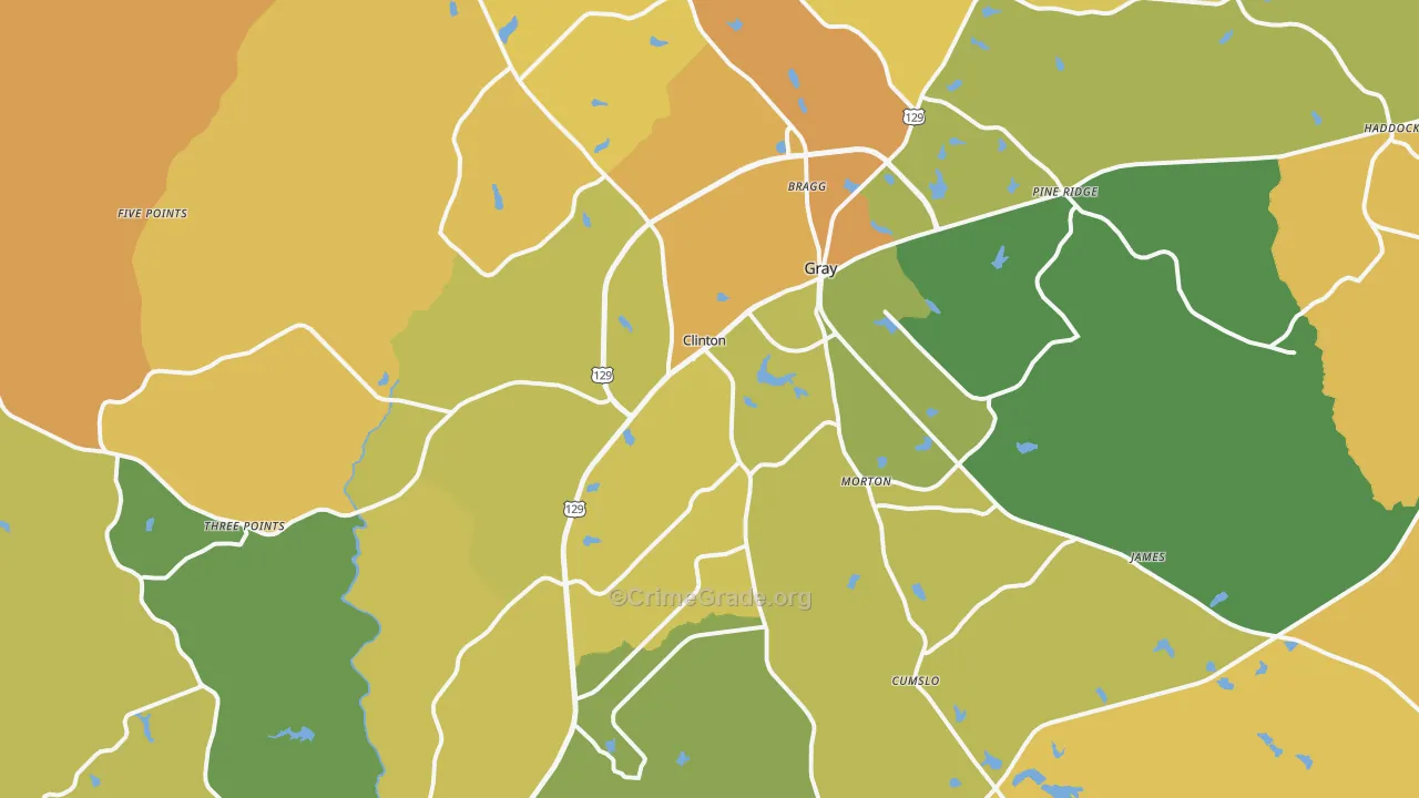 Gray, GA Map of Burglary Rates
