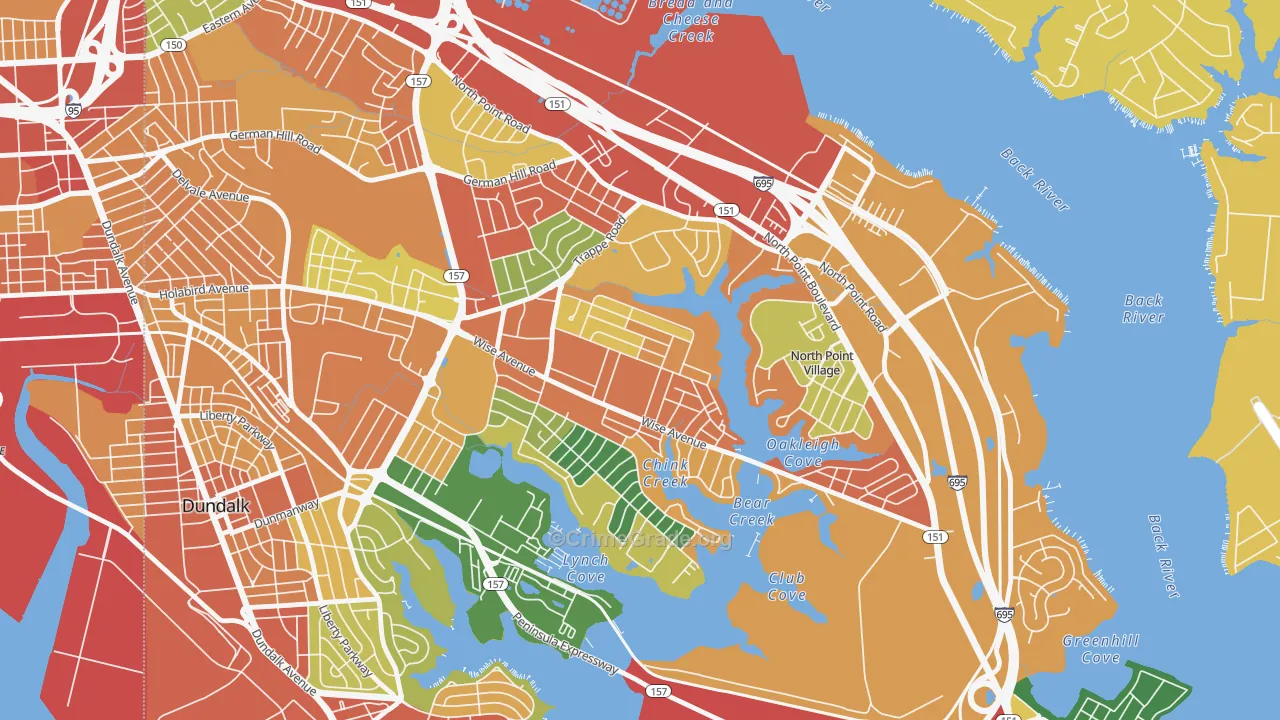 Gray Haven, Dundalk, MD Map of Burglary Rates