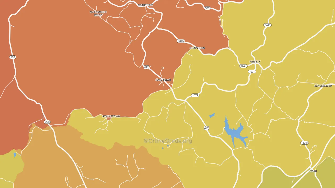 Gray Hawk, KY Map of Burglary Rates