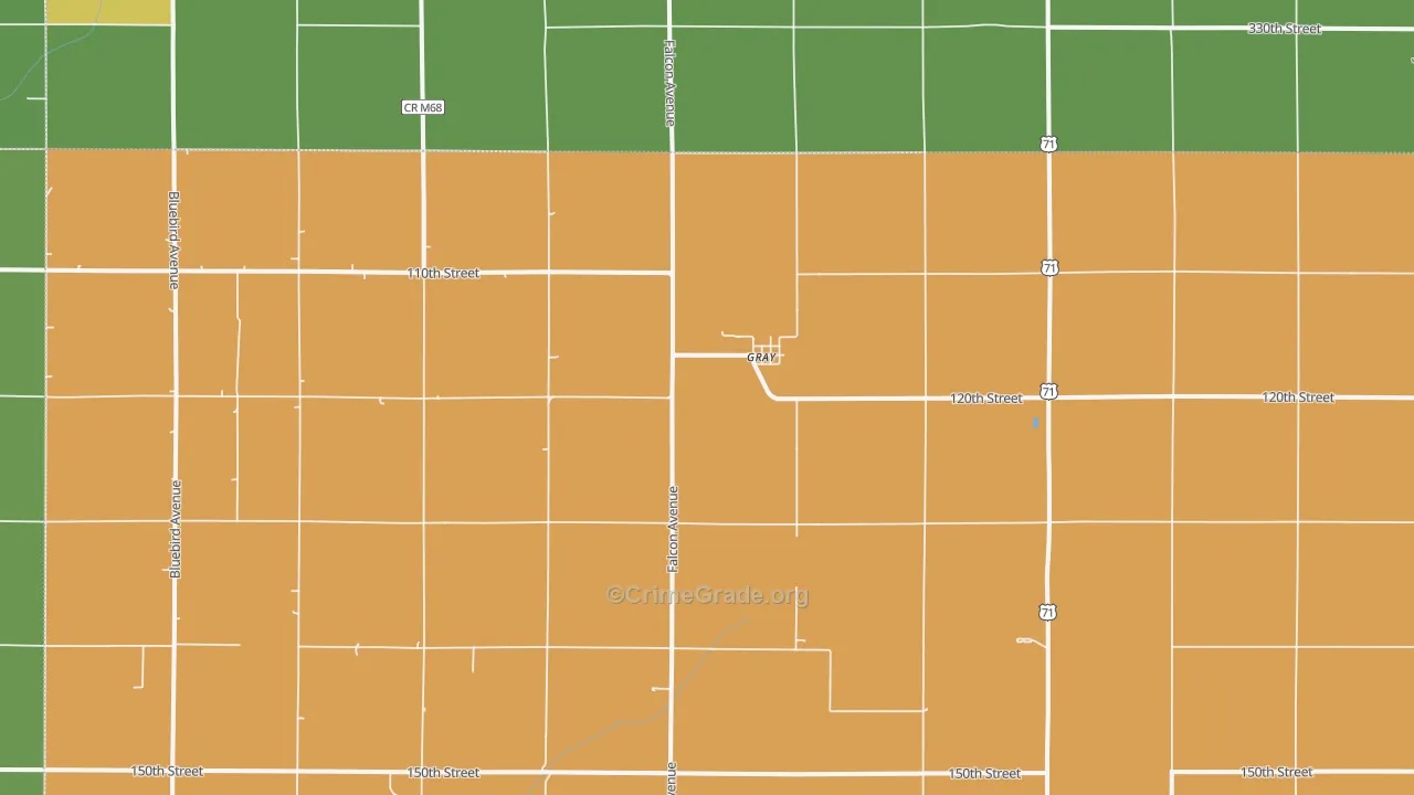 Gray, IA Map of Burglary Rates