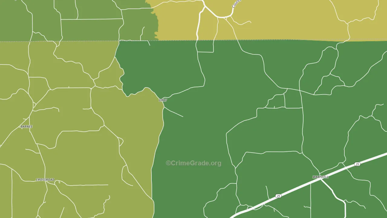 Gray, MS Map of Burglary Rates