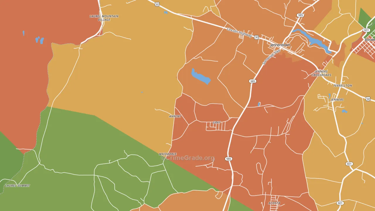 Gray, PA Map of Burglary Rates