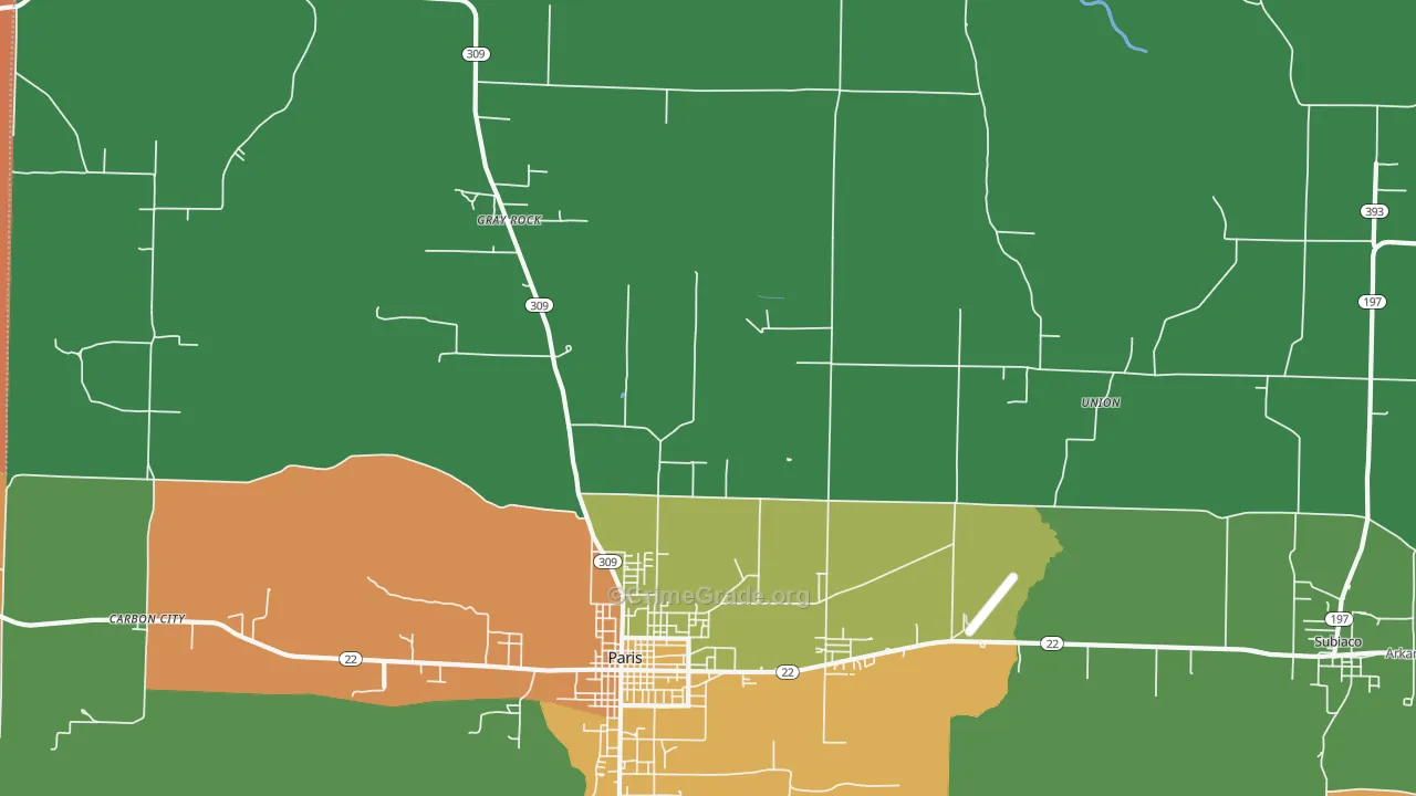 Gray Rock, AR Map of Burglary Rates