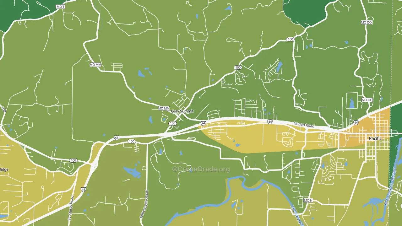 Gray Summit, MO Map of Burglary Rates