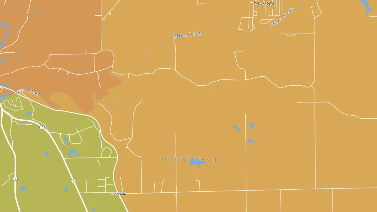Grayford, IN Map of Burglary Rates
