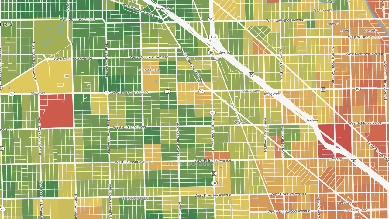 Grayland, Chicago, IL Map of Burglary Rates