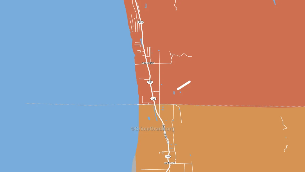 Grayland, WA Map of Burglary Rates