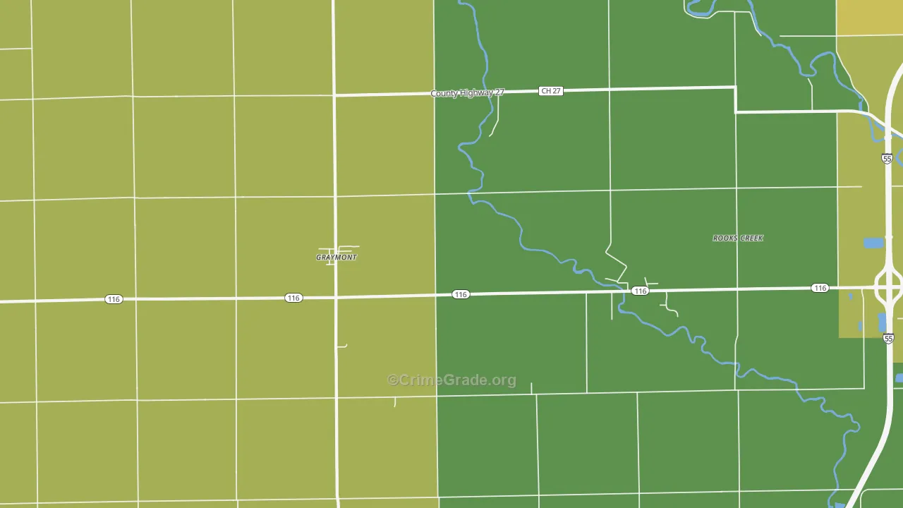 Graymont, IL Map of Burglary Rates
