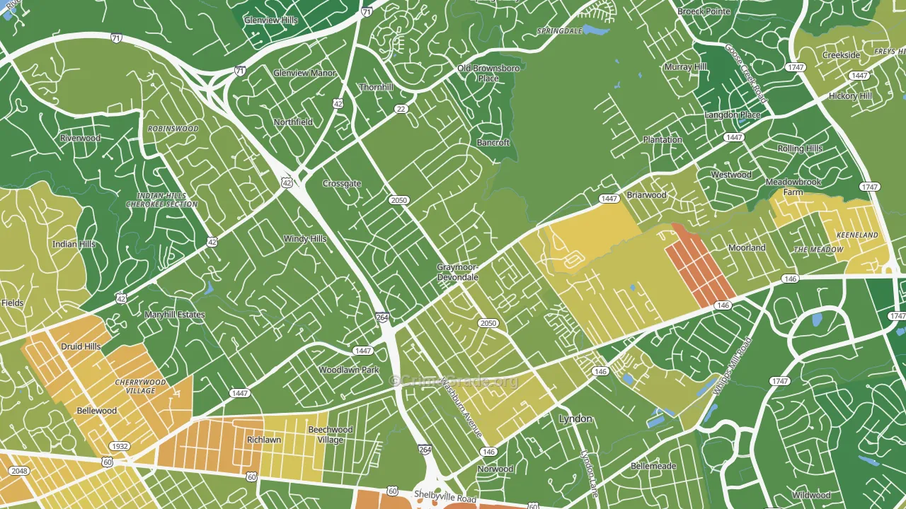 Graymoor-Devondale, KY Map of Burglary Rates