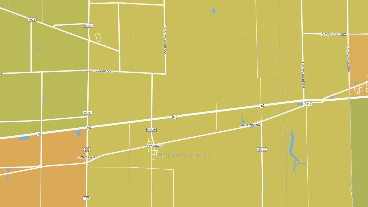 Grayridge, MO Map of Burglary Rates