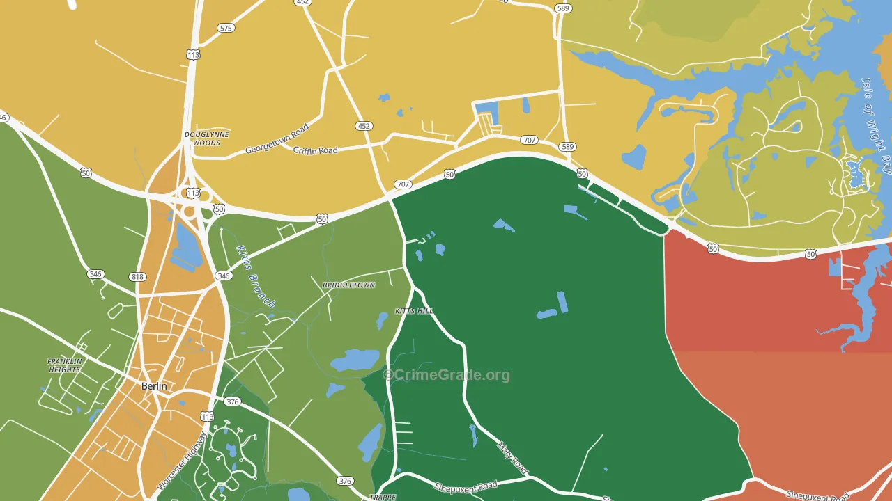 Grays Corner, MD Map of Burglary Rates