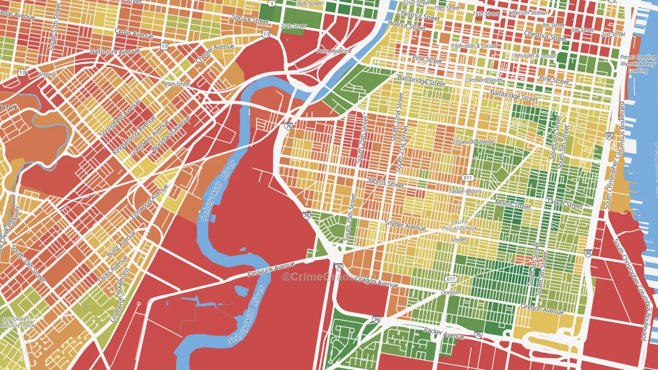 Grays Ferry, Philadelphia, PA Map of Burglary Rates