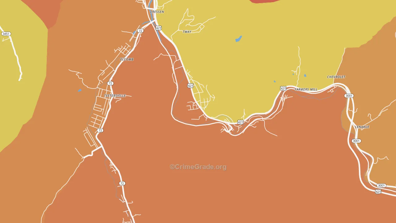 Grays Knob, KY Map of Burglary Rates