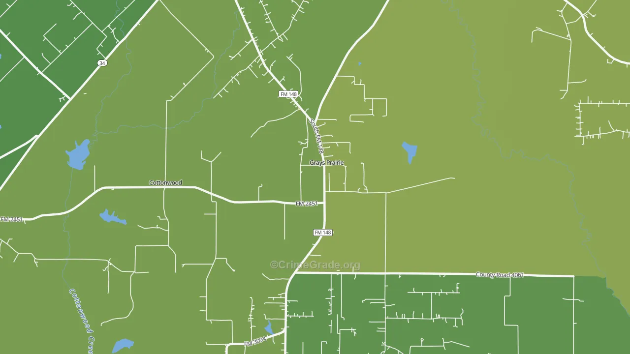 Grays Prairie, TX Map of Burglary Rates