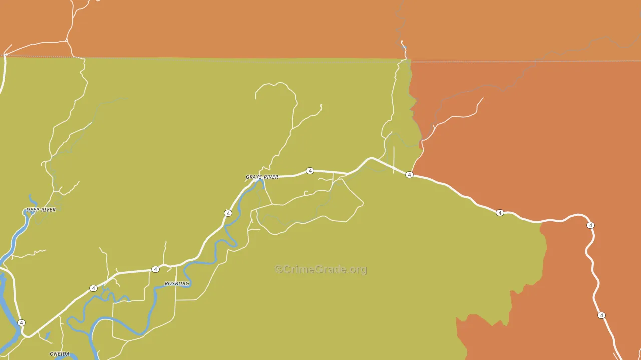 Grays River, WA Map of Burglary Rates