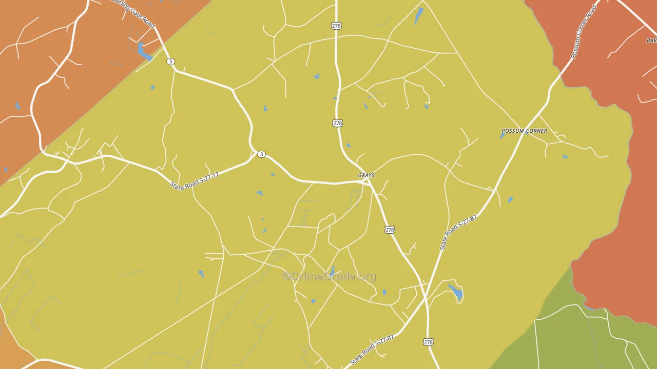 Grays, SC Map of Burglary Rates