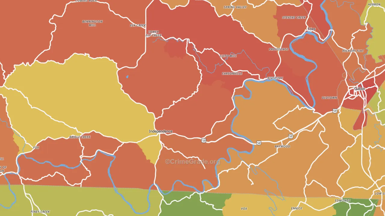 Grayson County, VA Map of Burglary Rates