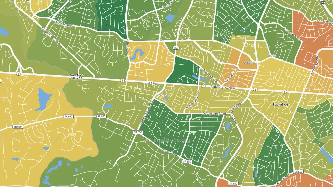 Grayson Hill, Tuckahoe, VA Map of Burglary Rates