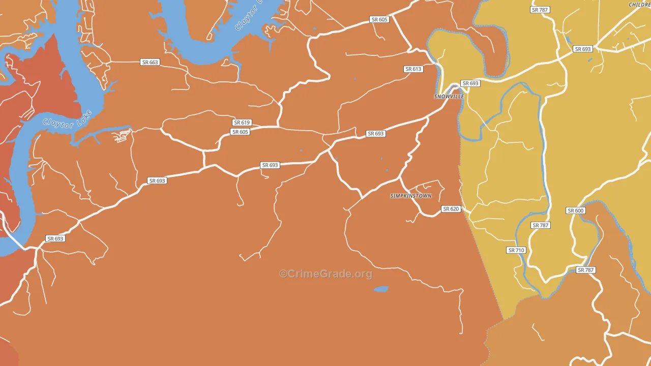Graysontown, VA Map of Burglary Rates