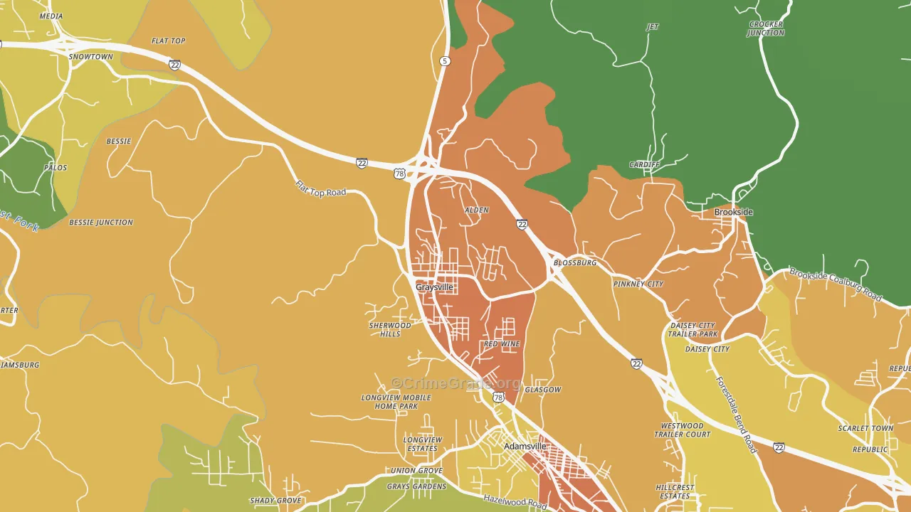 Graysville, AL Map of Burglary Rates