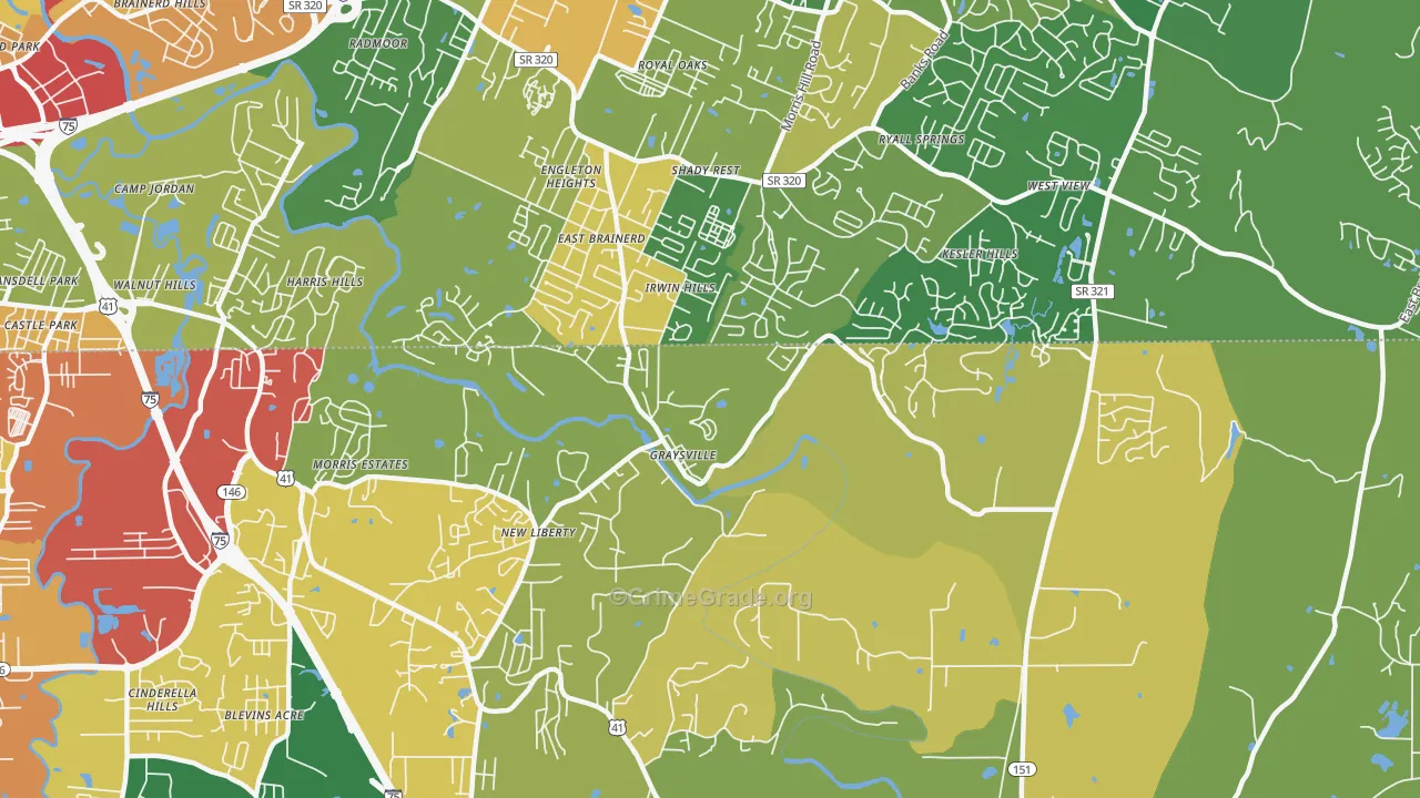 Graysville, GA Map of Burglary Rates